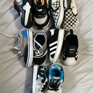 5 pairs of toddler 5 shoes, Nike vans DC ADDIDAS
